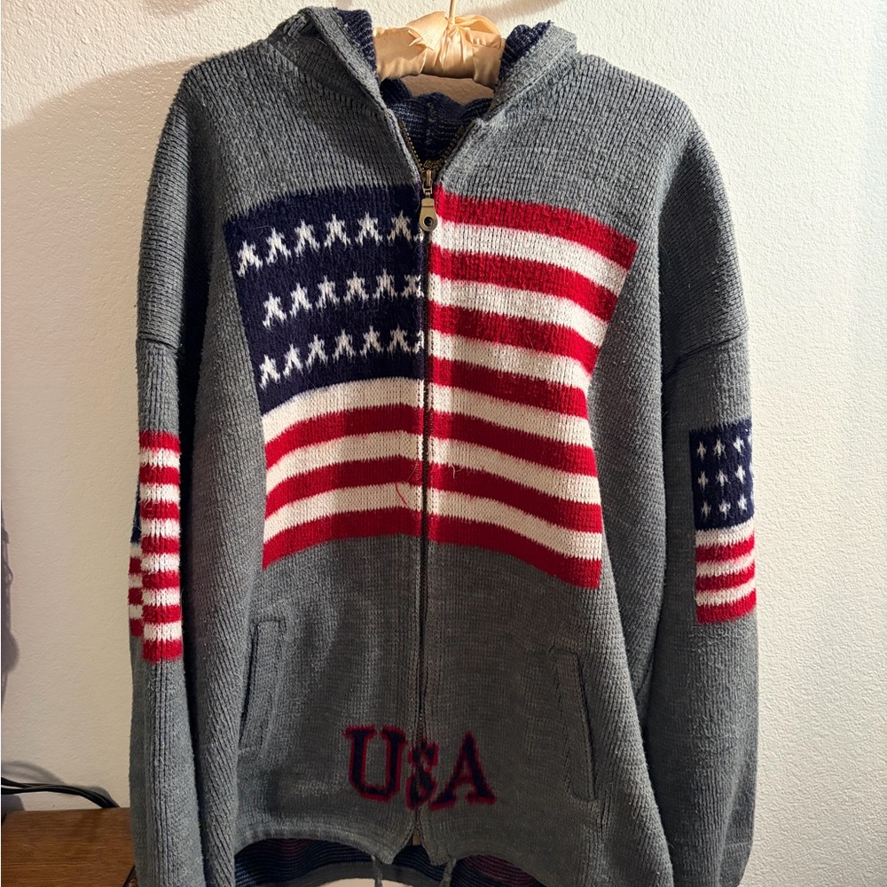 Gray USA Flag Sweater